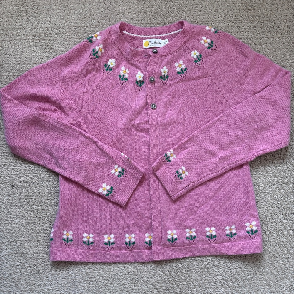 Mini Boden flower embroidered cardigan